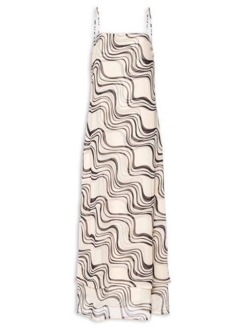 Vestido Tule Estampa Fluir – Branco