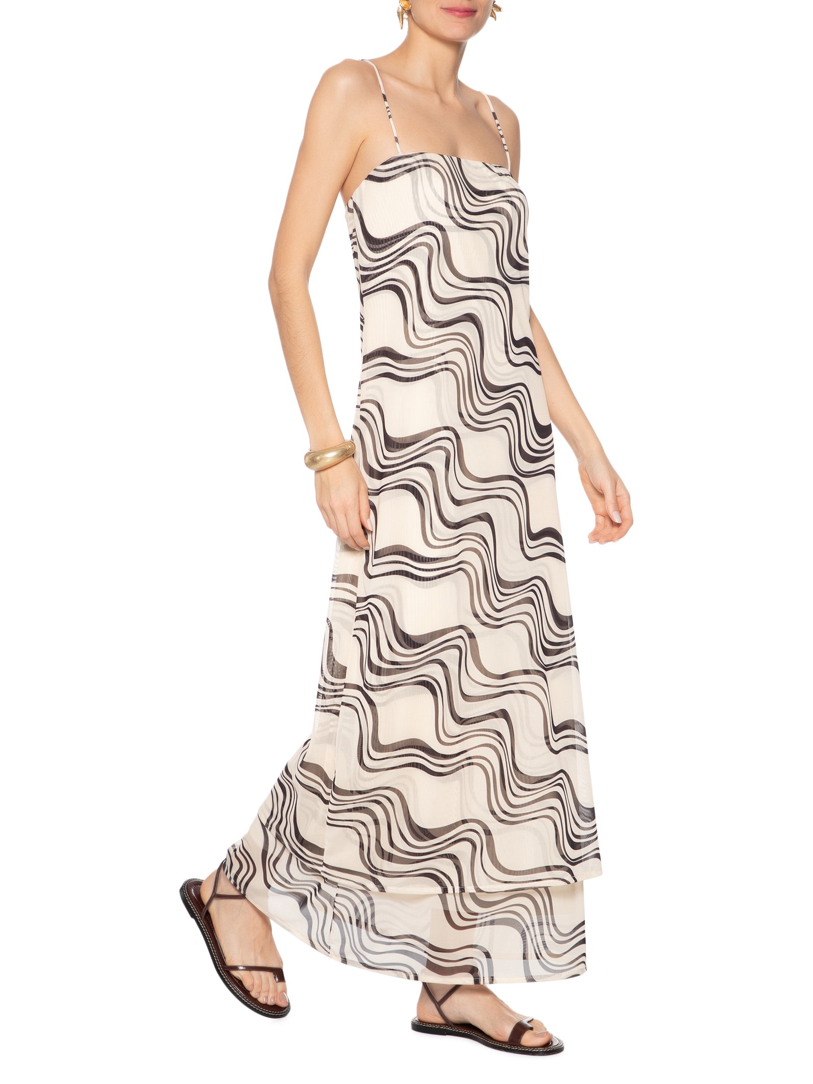 Vestido Tule Estampa Fluir Branco Dress To