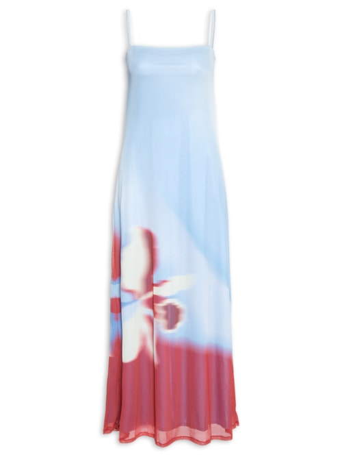 Vestido Tule Estampa Íris - Azul