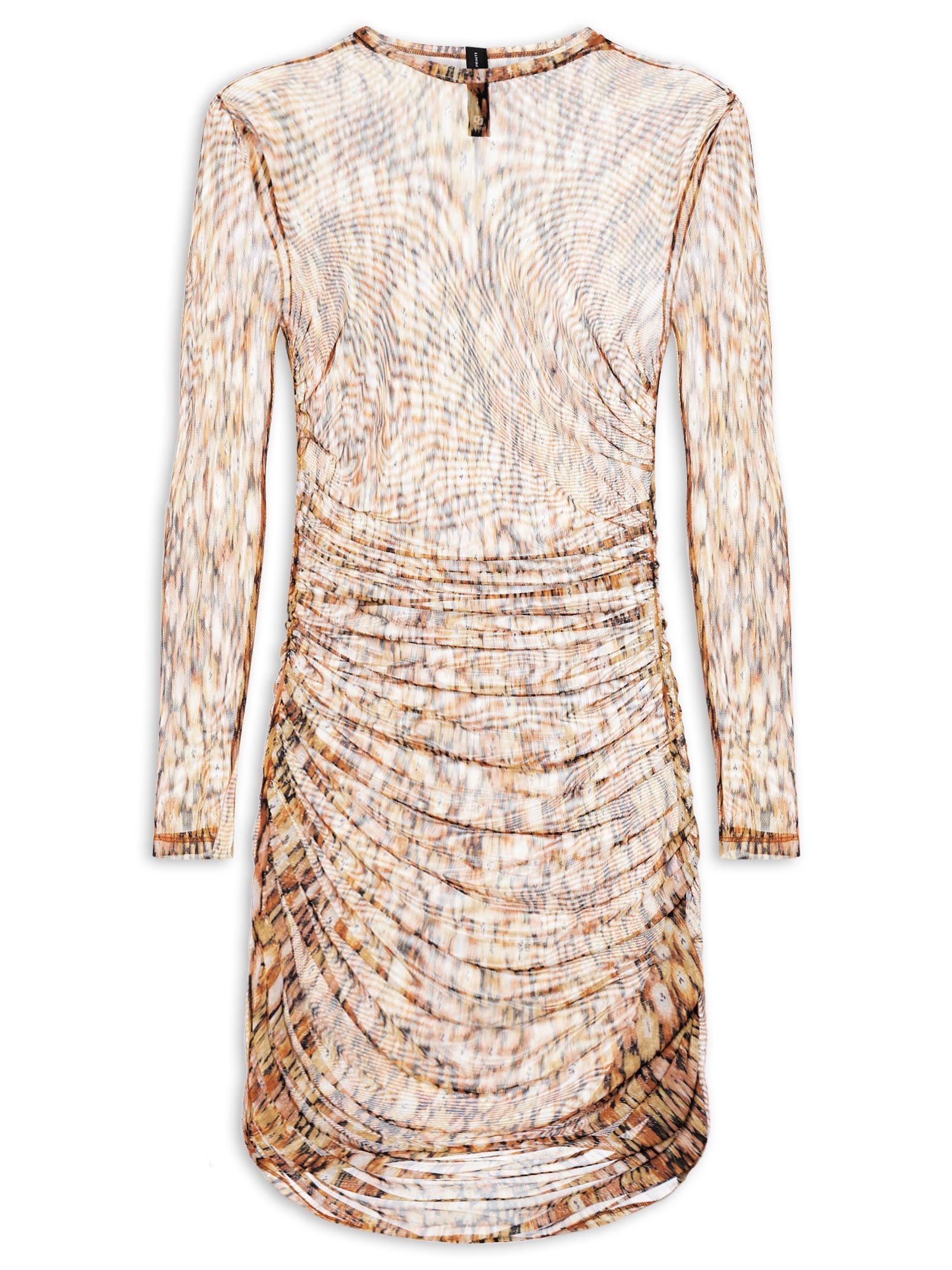 Vestido Tule Estampado Marrom Colcci