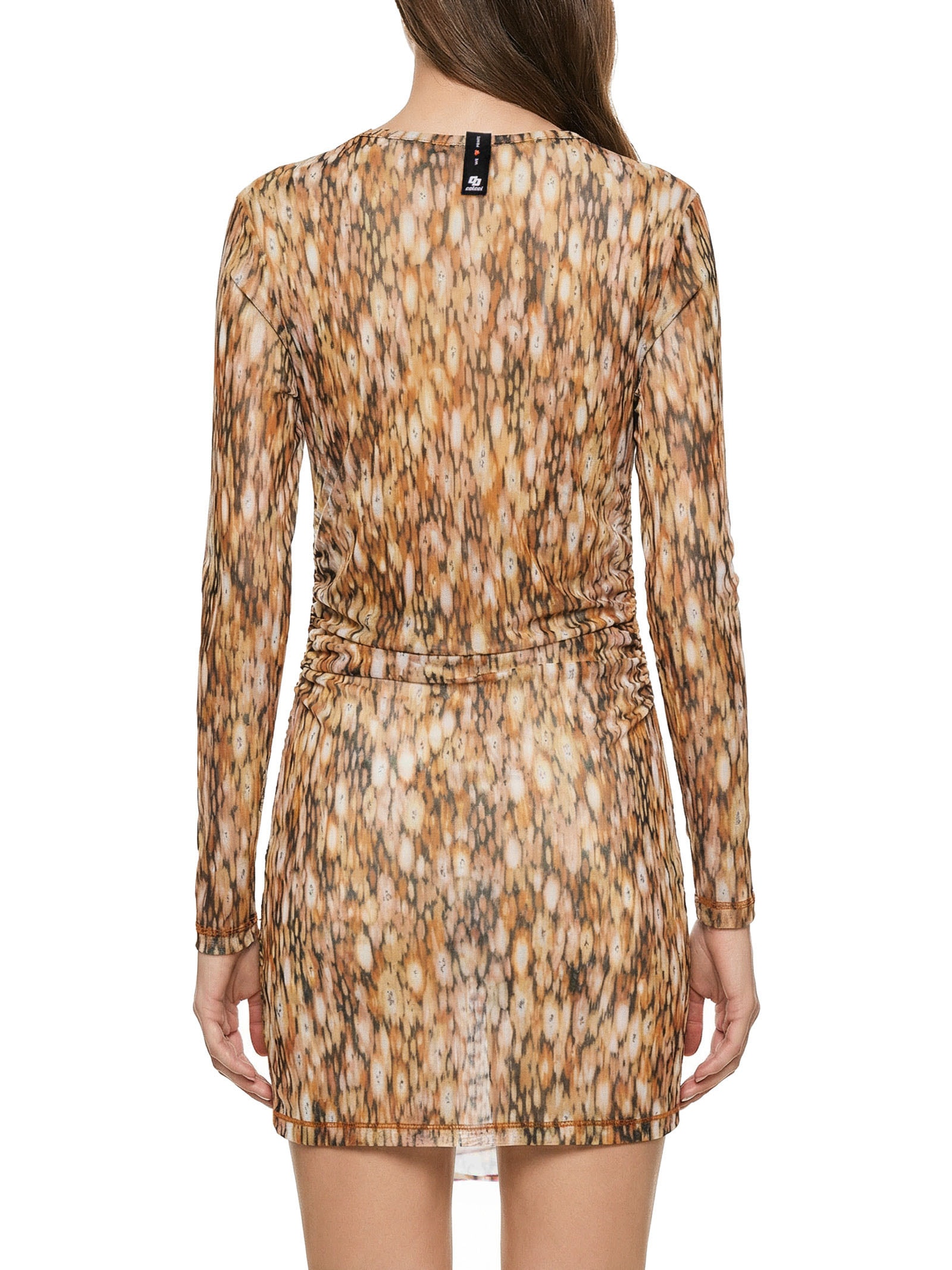 Vestido Tule Estampado Marrom Colcci