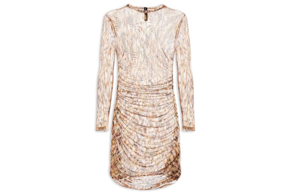 Vestido Tule Estampado - Marrom