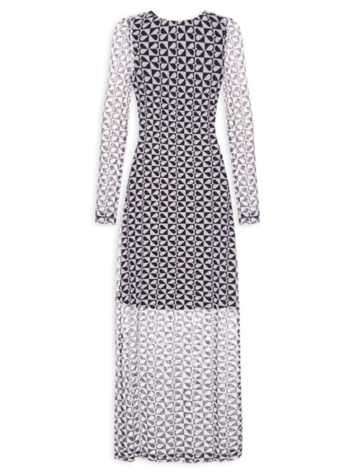 Vestido Tule Estampado - Preto