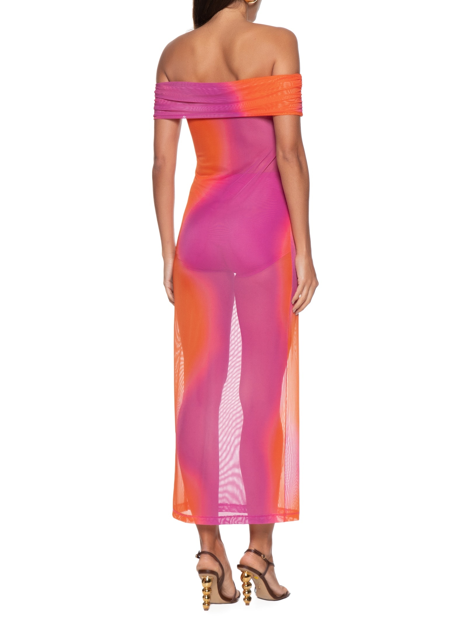 Vestido Tule Estampado Rosa Colcci