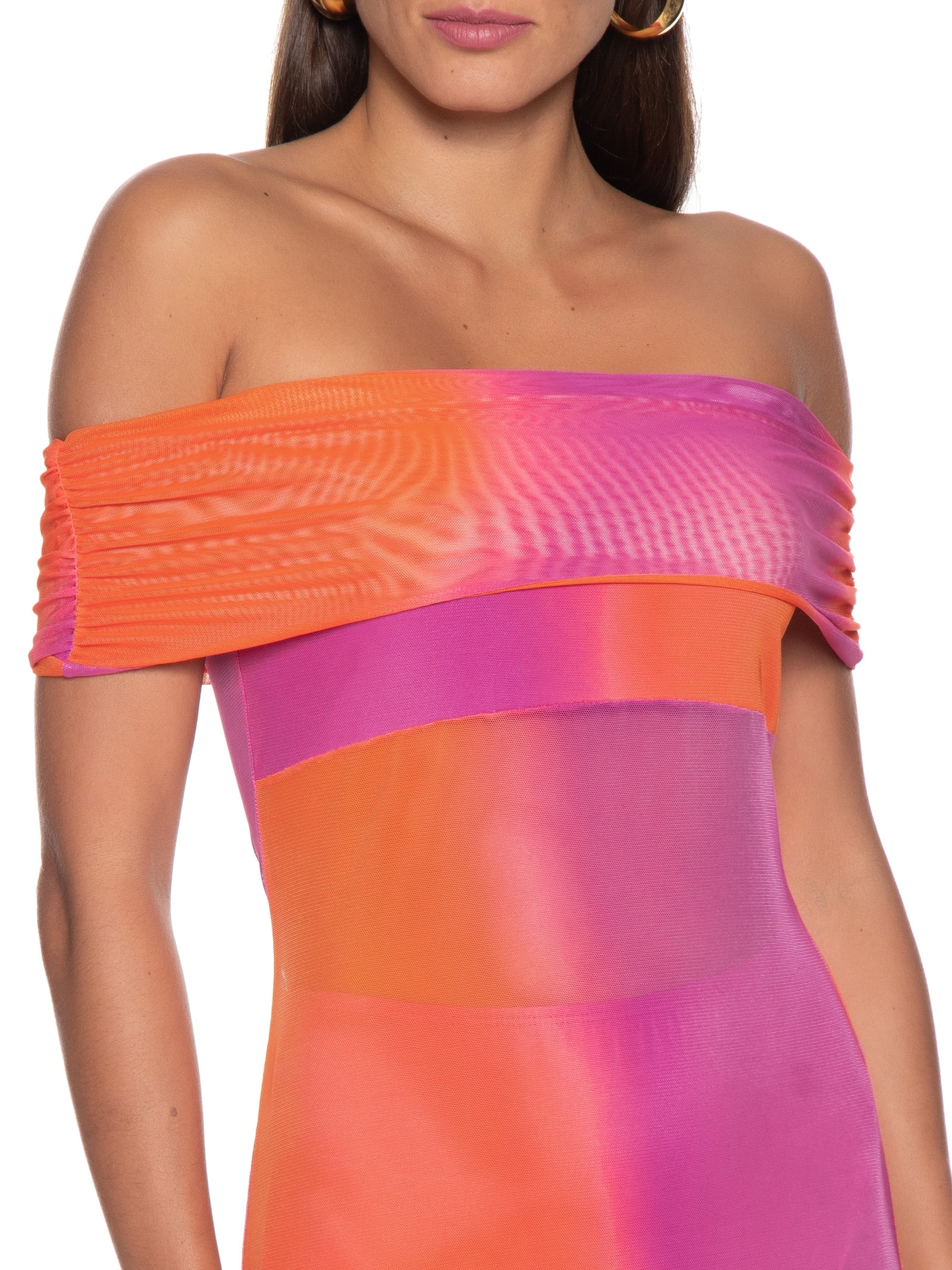 Vestido Tule Estampado Rosa Colcci