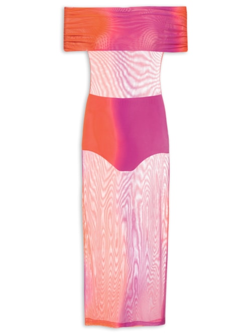 Vestido Tule Estampado - Rosa