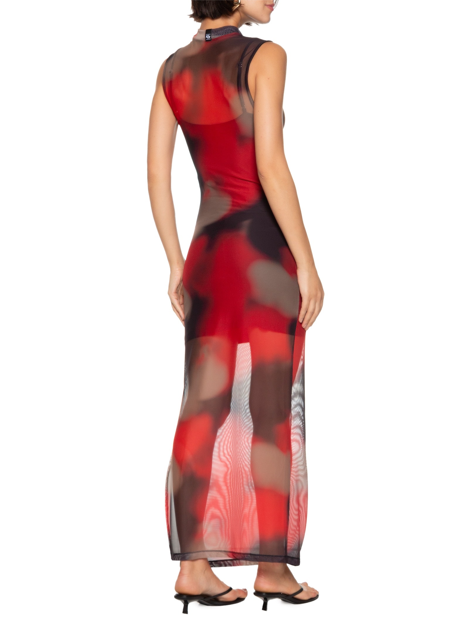 Vestido Tule Estampado Vermelho Colcci