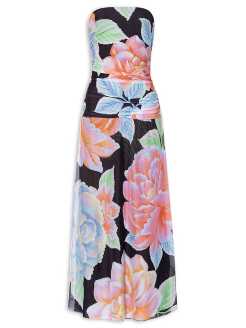 Vestido Tule Floral Sofia – Preto