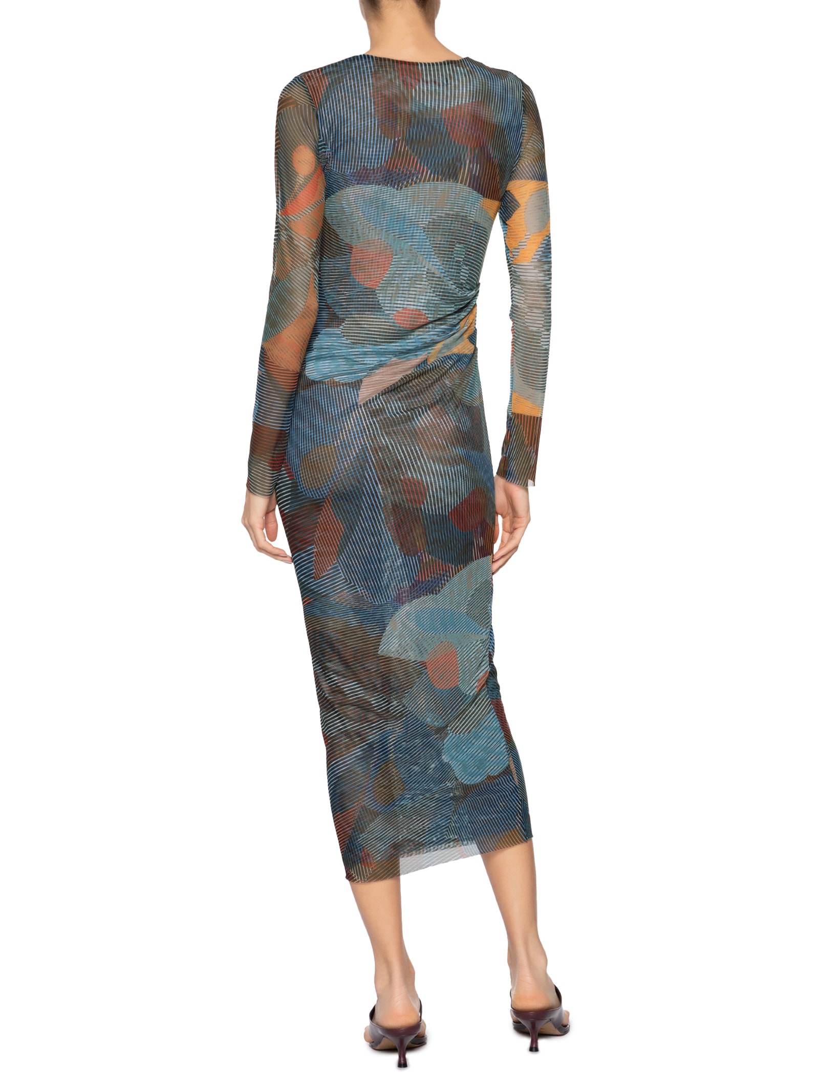 Vestido Tule Folhagem Azul Animale