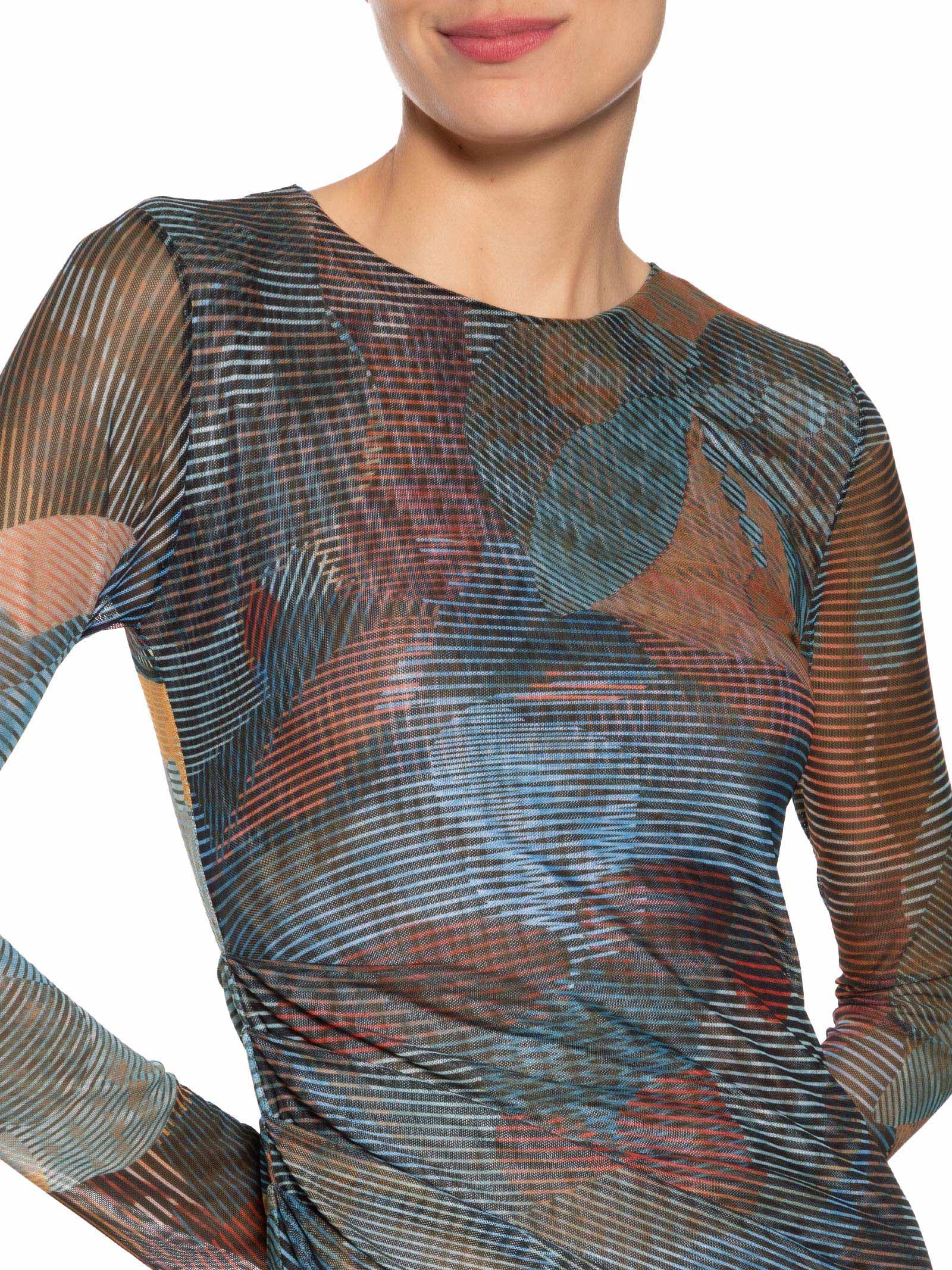 Vestido Tule Folhagem Azul Animale