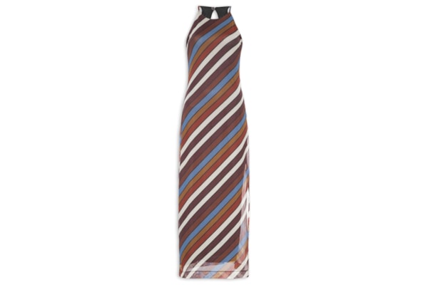 Vestido Tule Longo Estampa Sintonia - Marrom