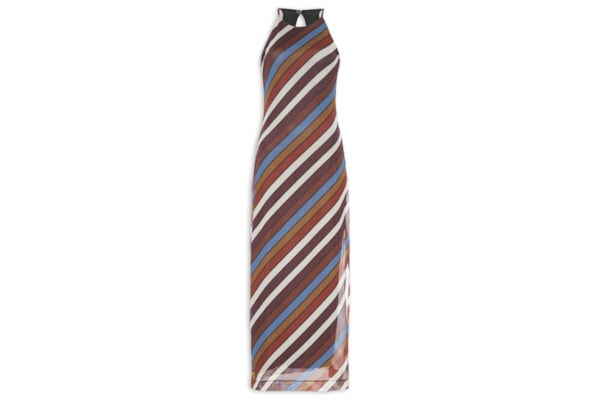 Vestido Tule Longo Estampa Sintonia - Marrom