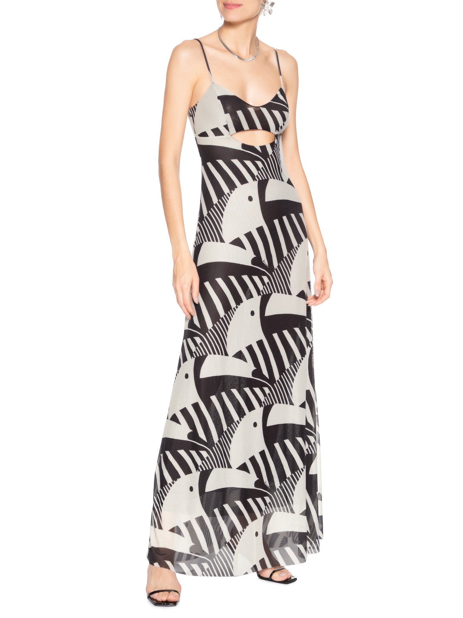 Vestido Tule Longo Tuca Legal Preto Farm