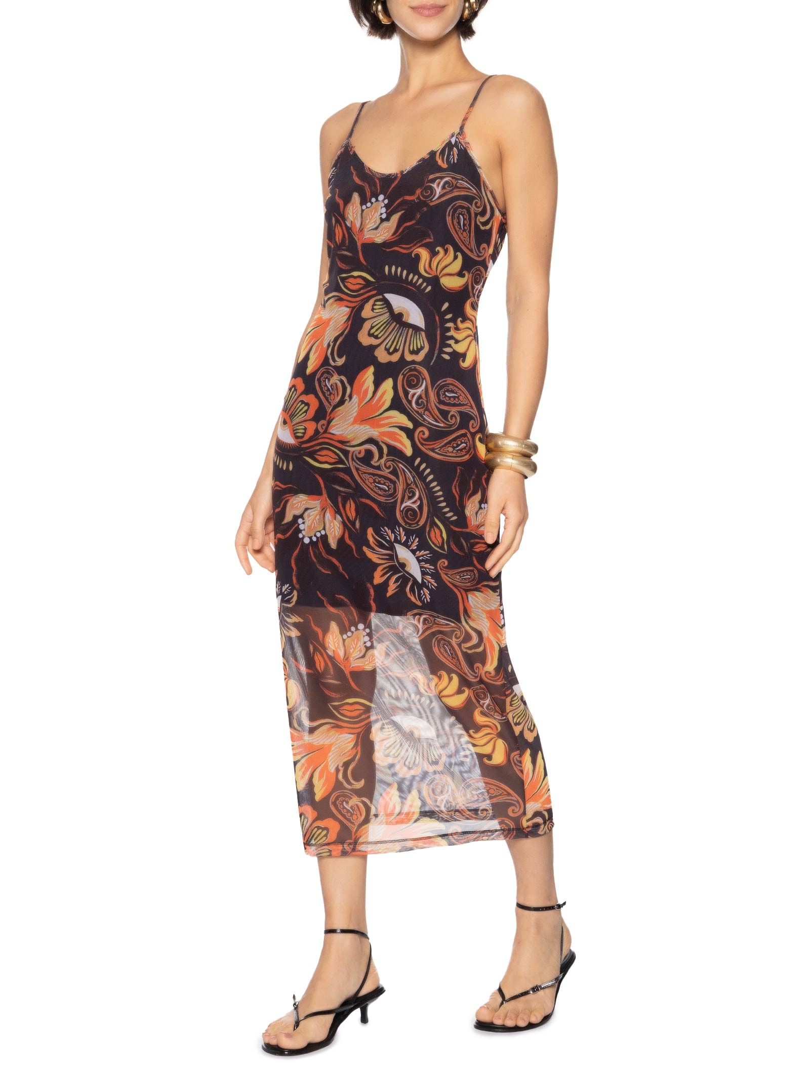 Vestido Tule Marrom Colcci