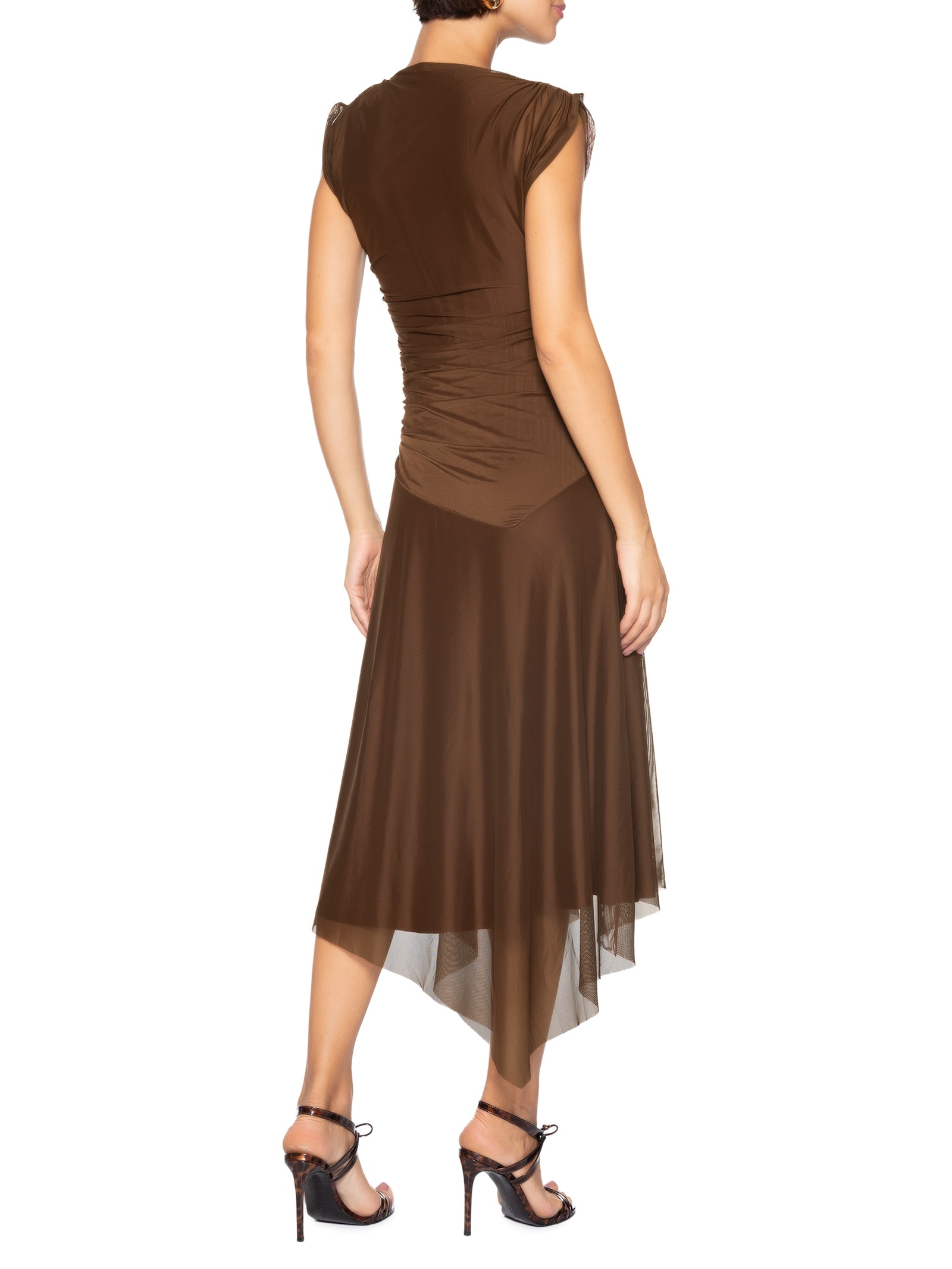 Vestido Tule Marrom Open