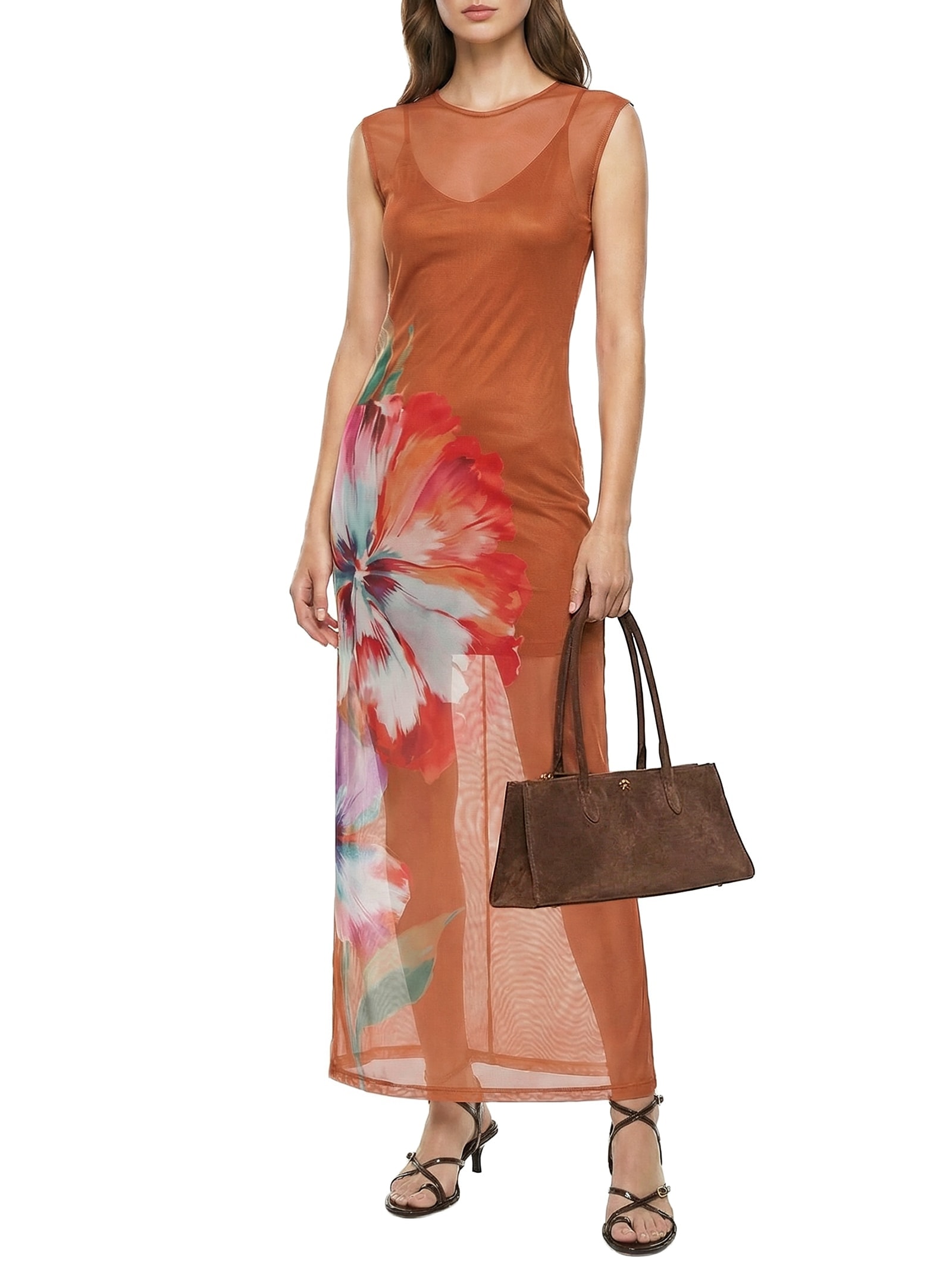 Vestido Tule Marrom Colcci