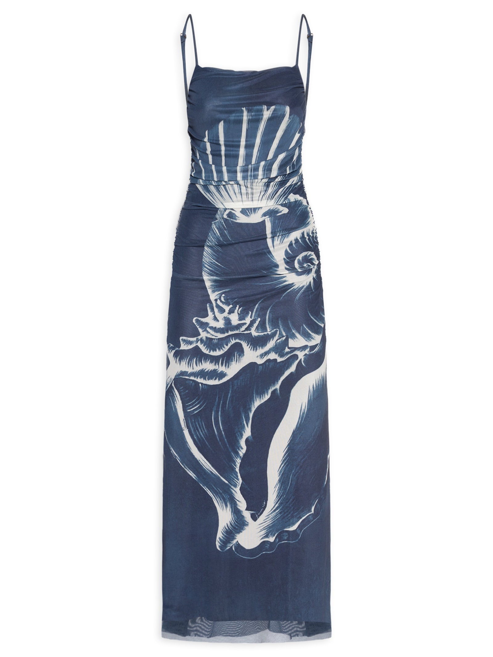Vestido Tule Maxi Conchas Azul Farm