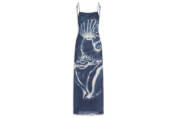 Vestido Tule Maxi Conchas - Azul