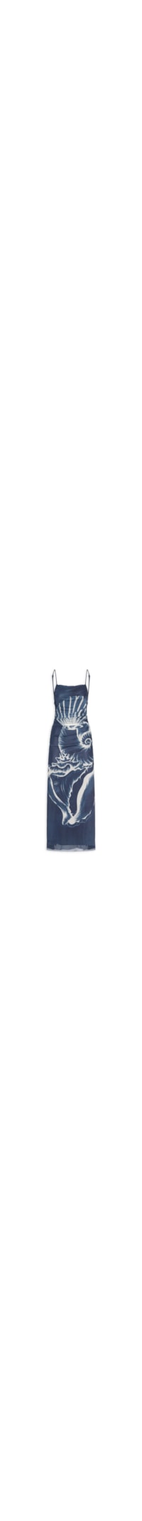 Vestido Tule Maxi Conchas - Azul