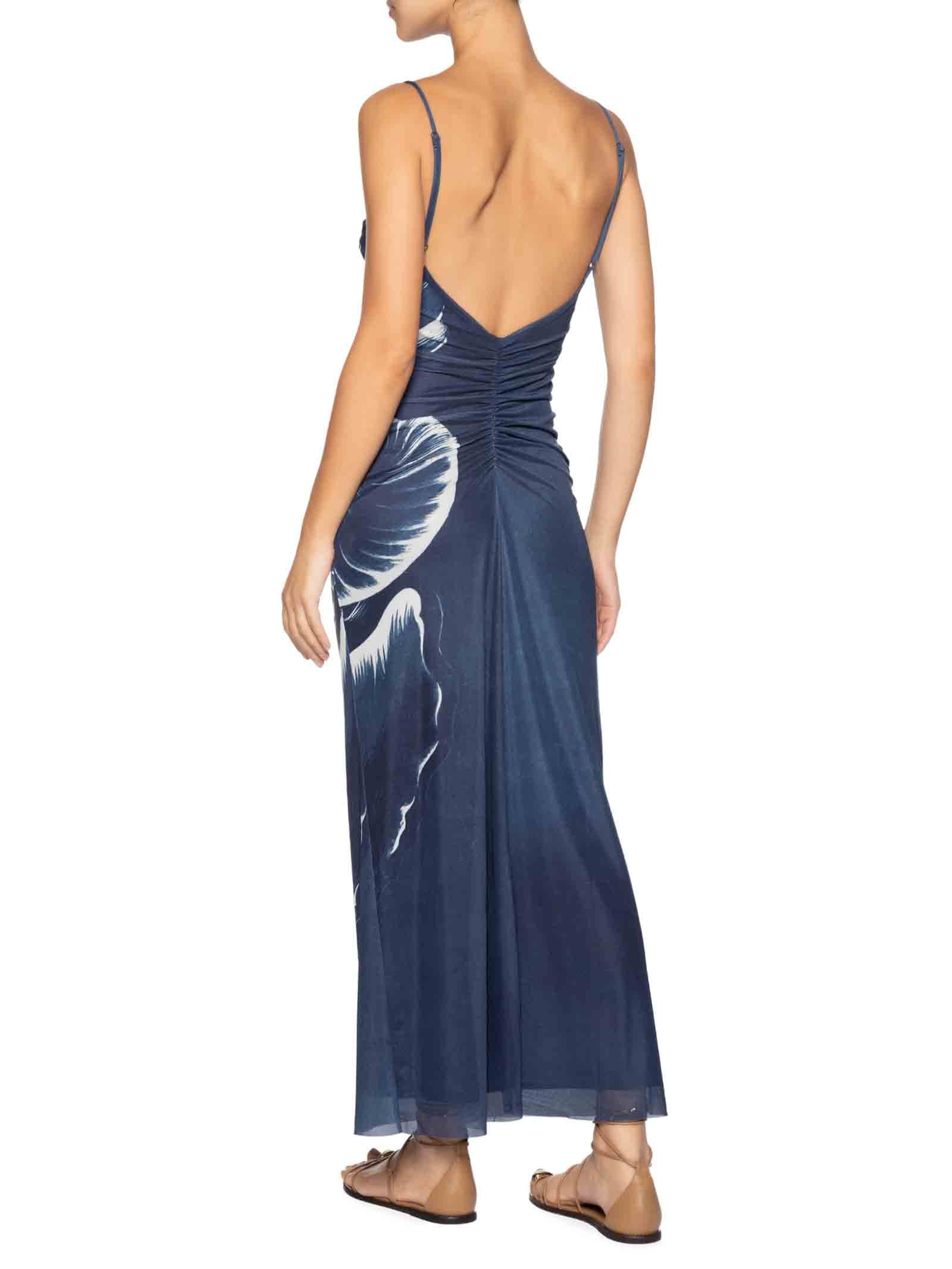 Vestido Tule Maxi Conchas Azul Farm
