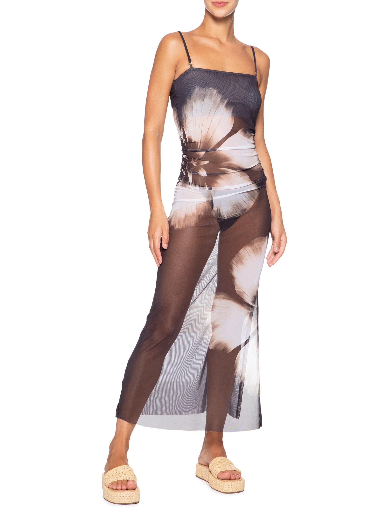 Vestido Tule Maya Preto Farm Praia