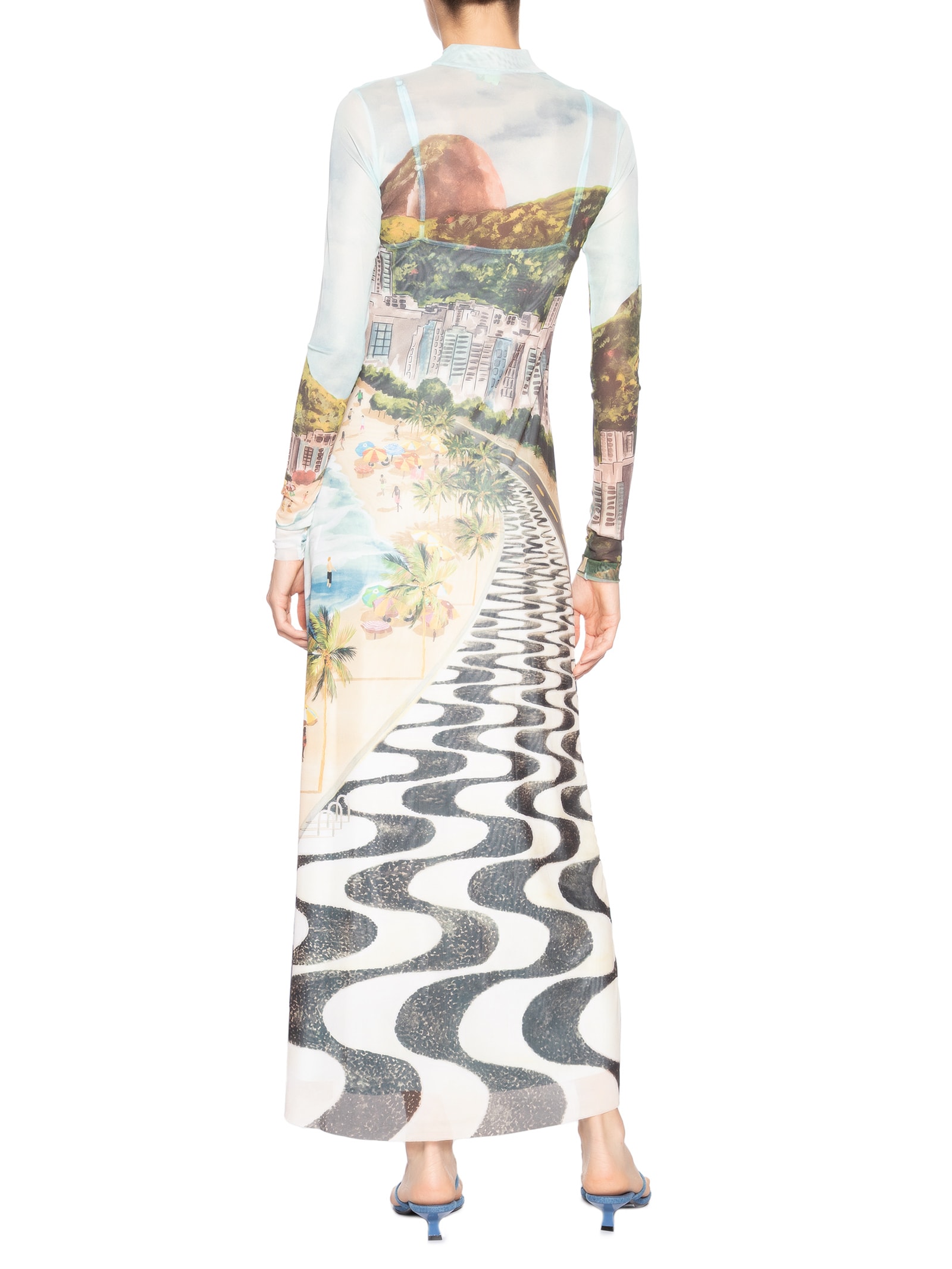 Vestido Tule Midi Copacabana Azul Farm