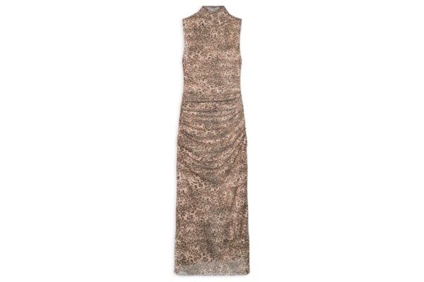 Vestido Tule Midi Onça - Marrom
