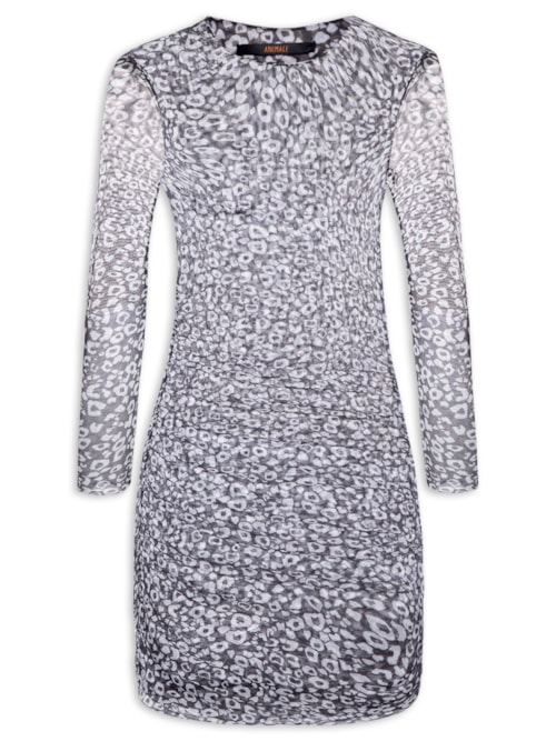 Vestido Tule Mini Onça – Preto