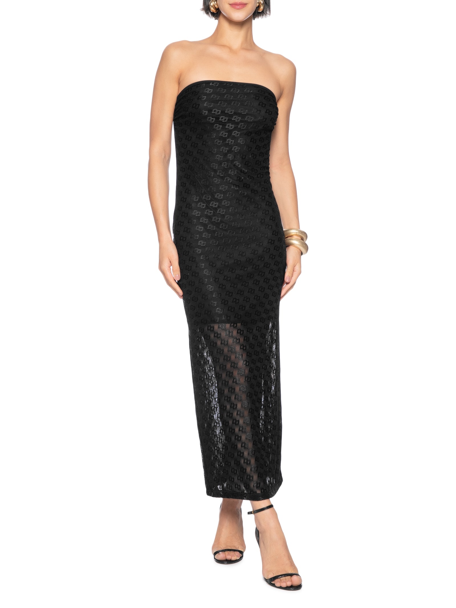 Vestido Tule Monograma Preto Colcci