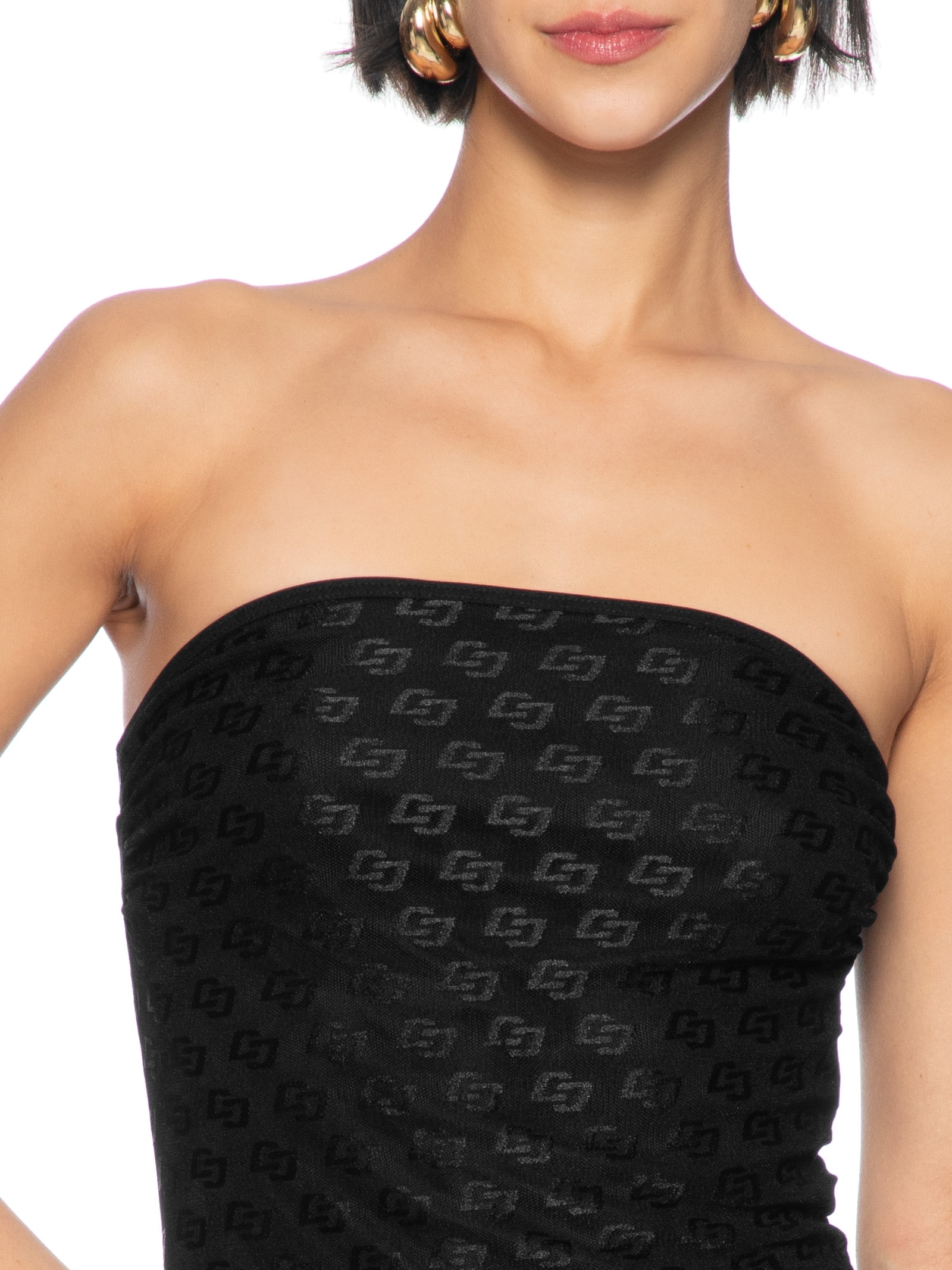 Vestido Tule Monograma Preto Colcci