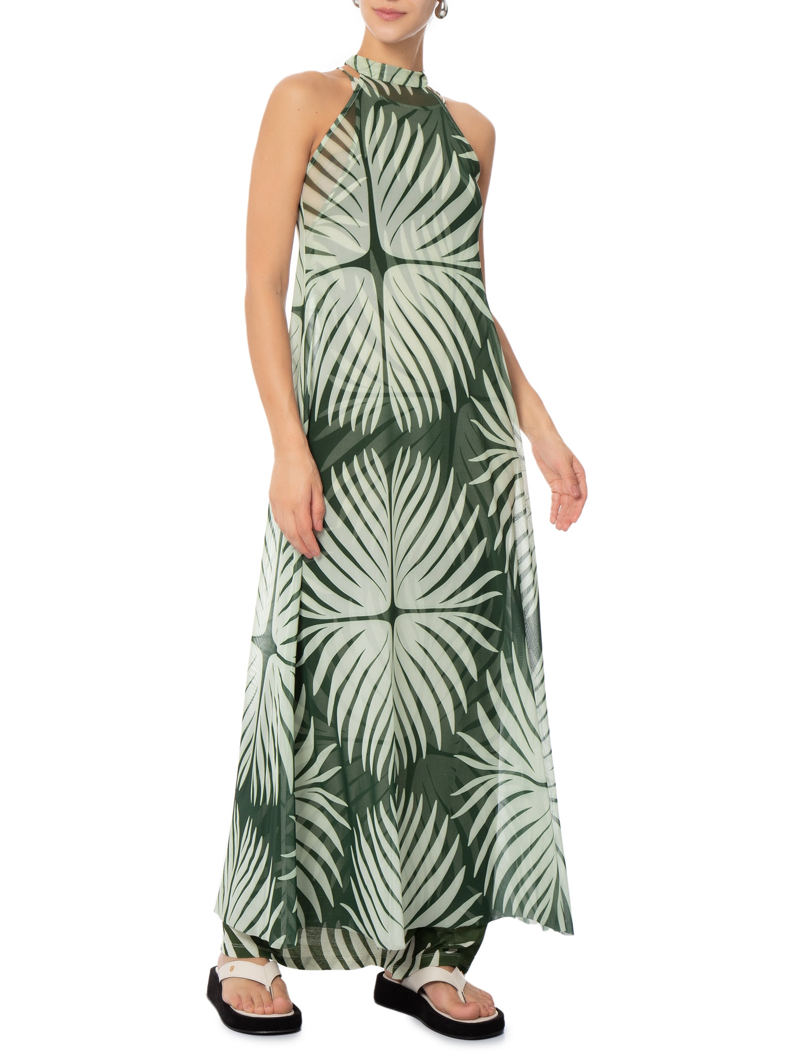 Vestido Tule Nadador Palm 70's- Verde Osklen