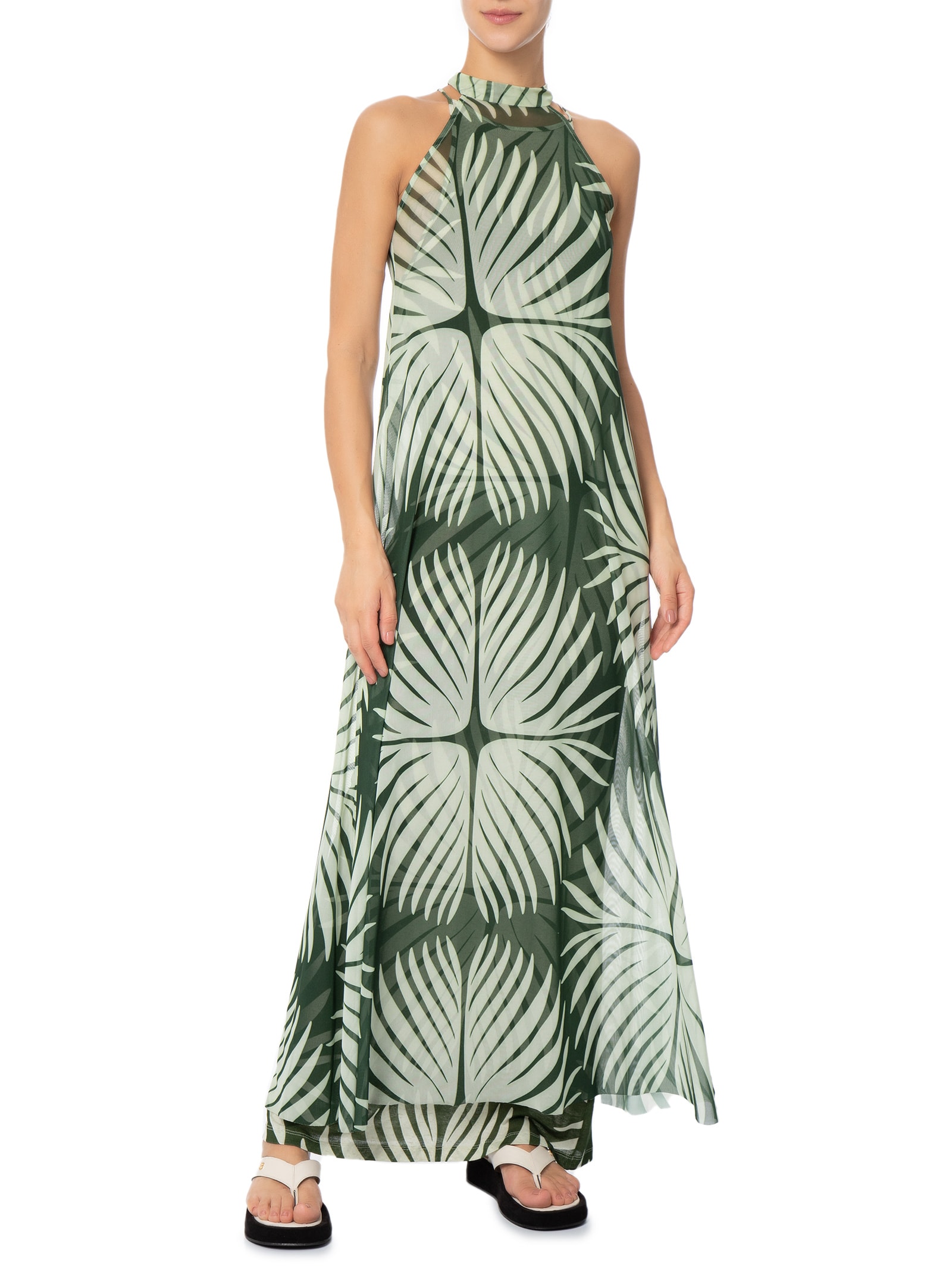 Vestido Tule Nadador Palm 70's- Verde Osklen