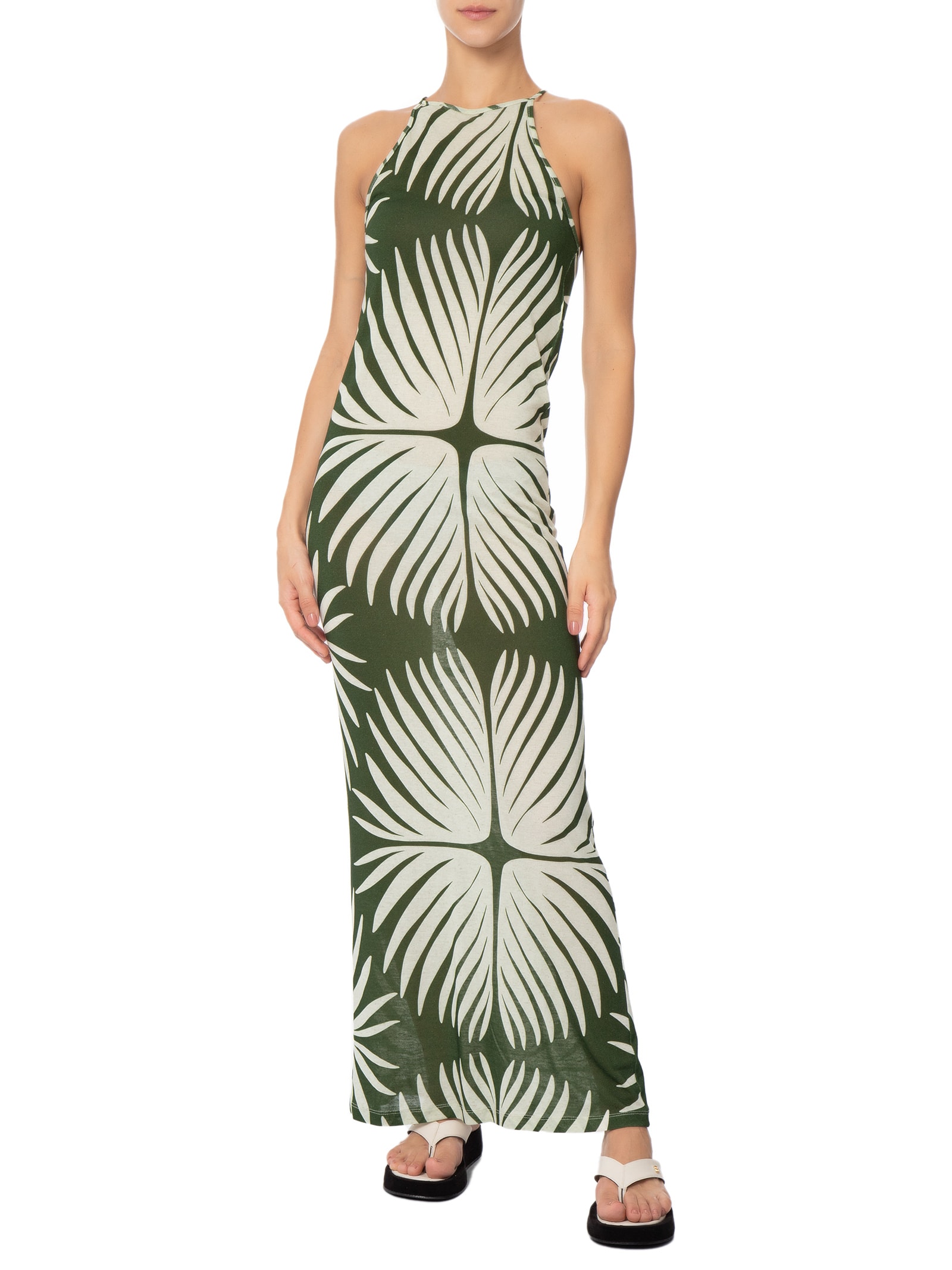 Vestido Tule Nadador Palm 70's- Verde Osklen
