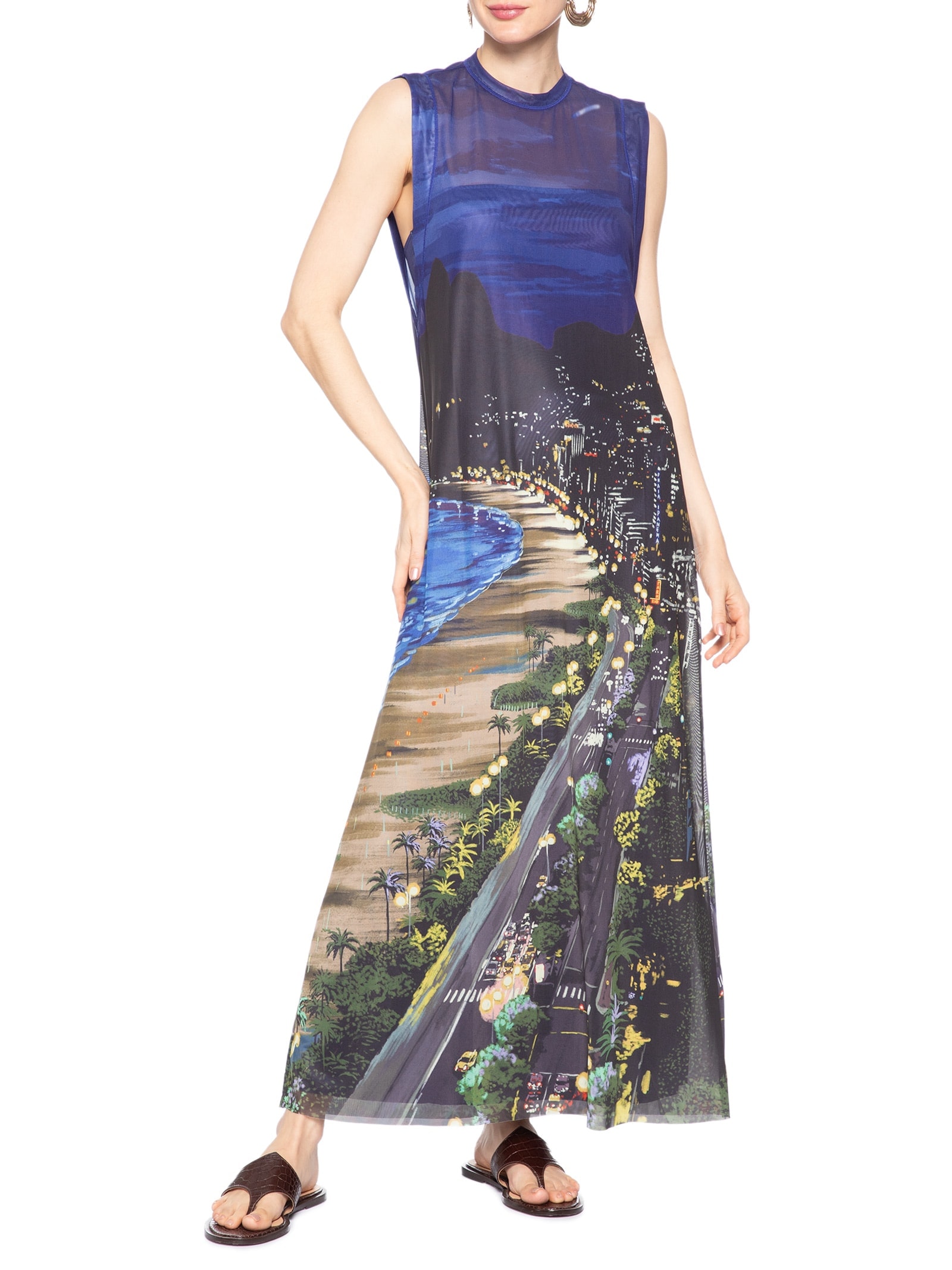 Vestido Tule Noite Carioca Azul Farm