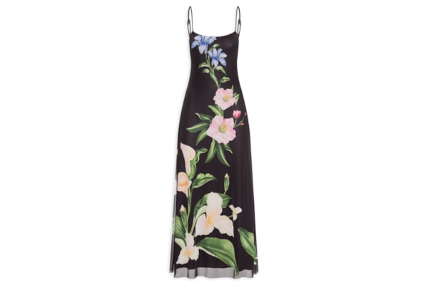 Vestido Tule Ombro Só Céu De Flor - Preto