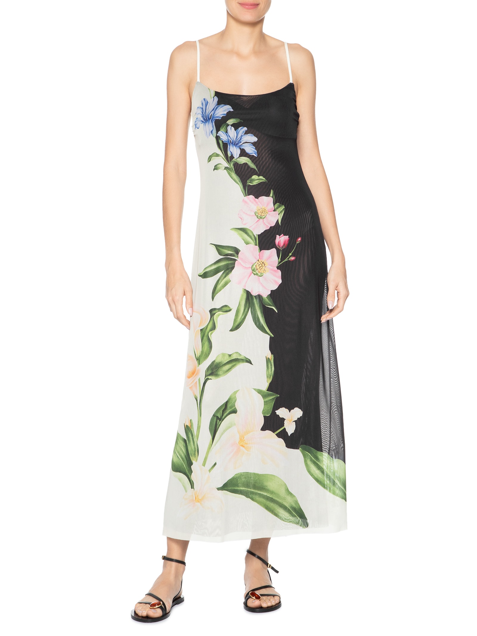 Vestido Tule Ombro Só Céu De Flor Preto Farm