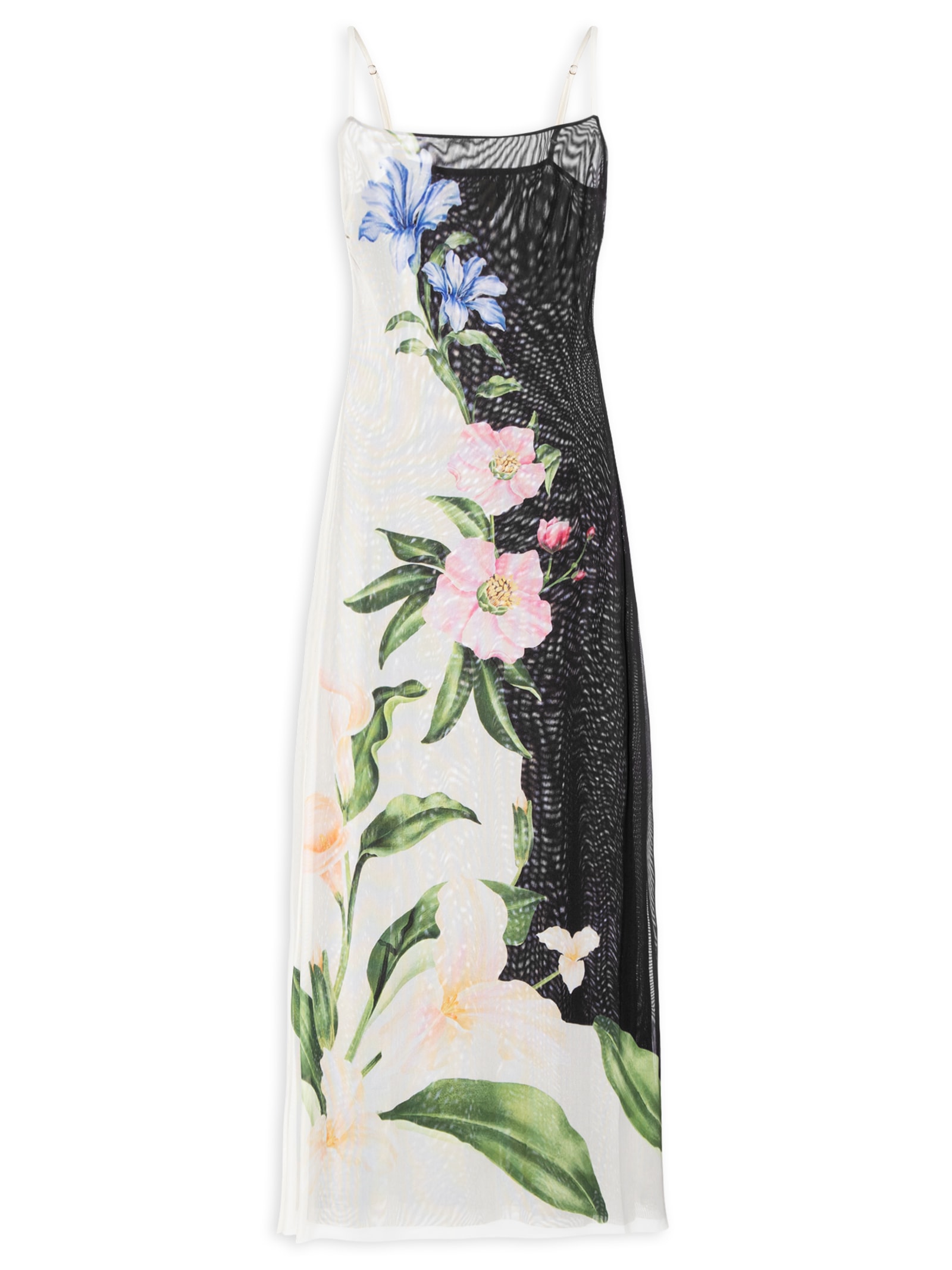 Vestido Tule Ombro Só Céu De Flor Preto Farm