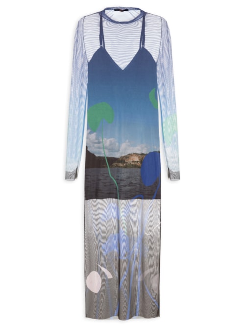 Vestido Tule Paisagem – Azul