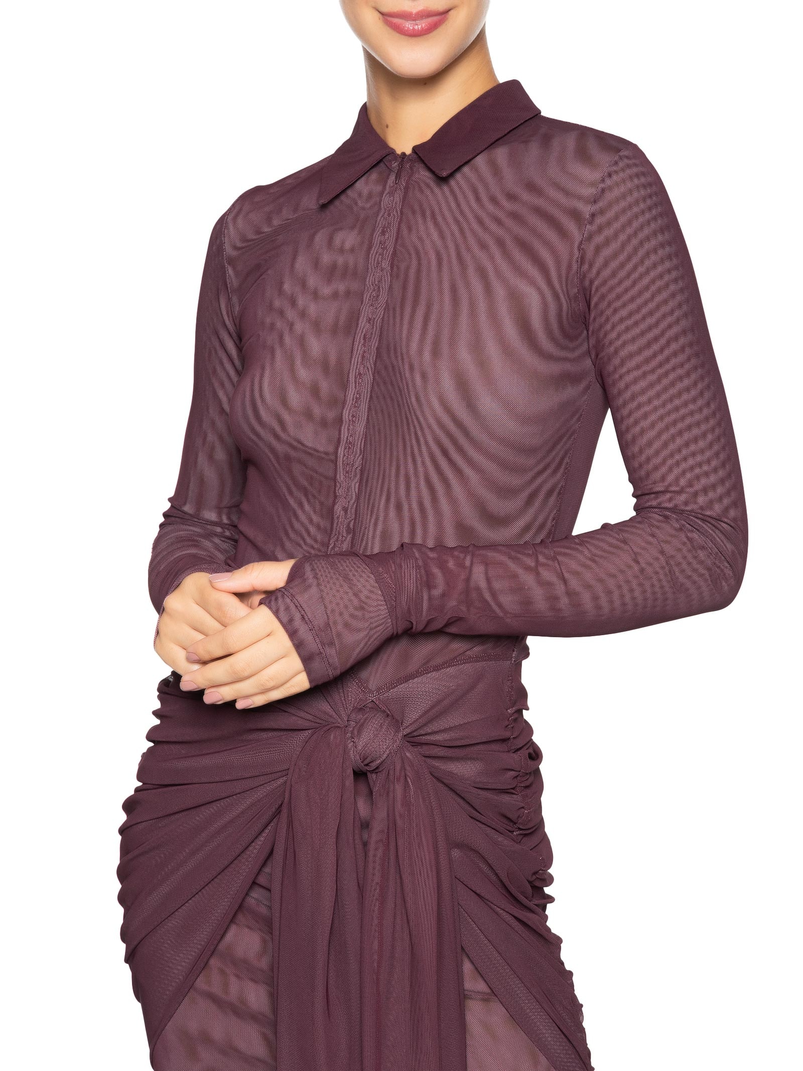 Vestido Tule Polo Amarração Roxo Farm