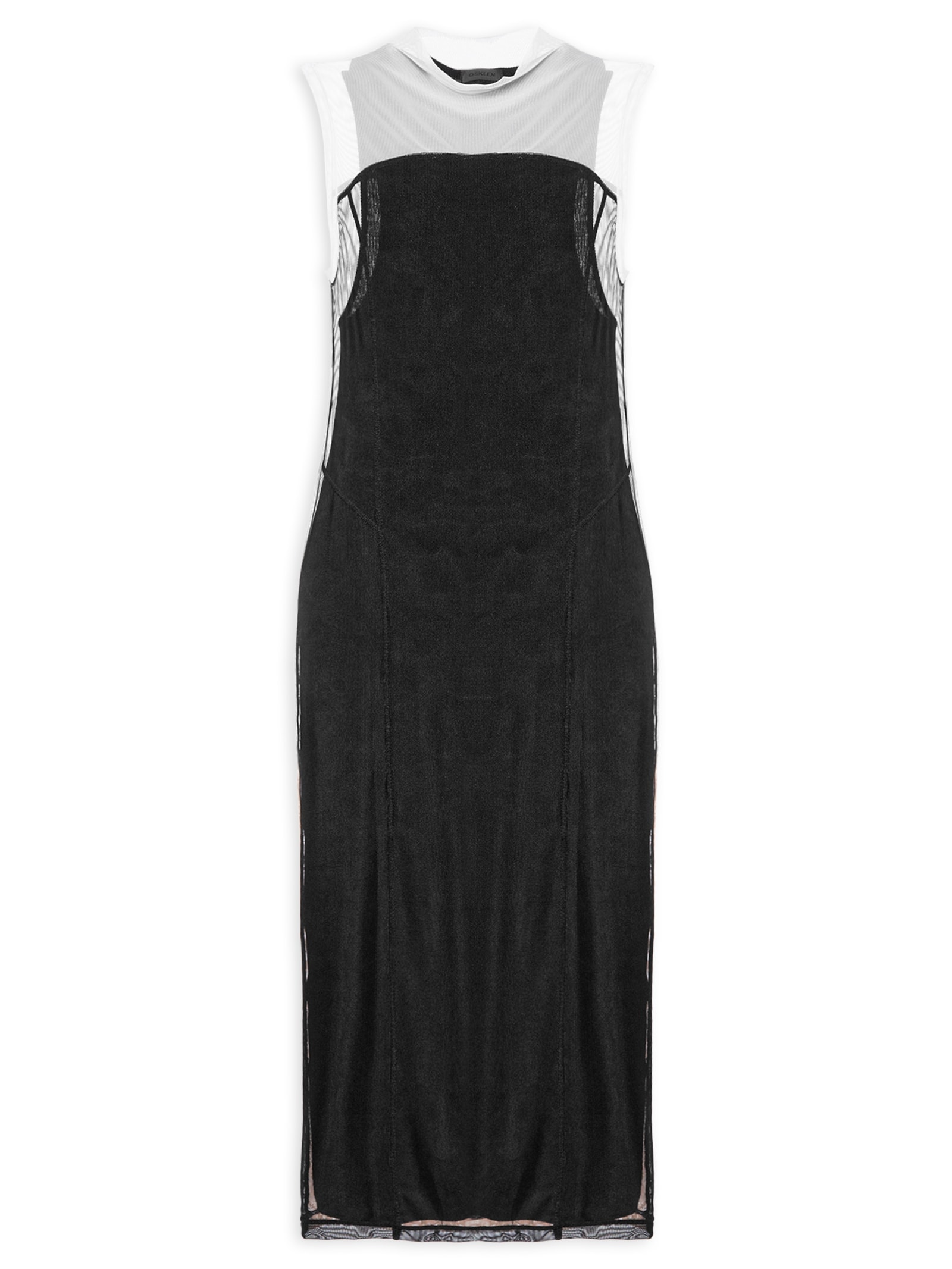 Vestido Tule Recortes Preto Osklen