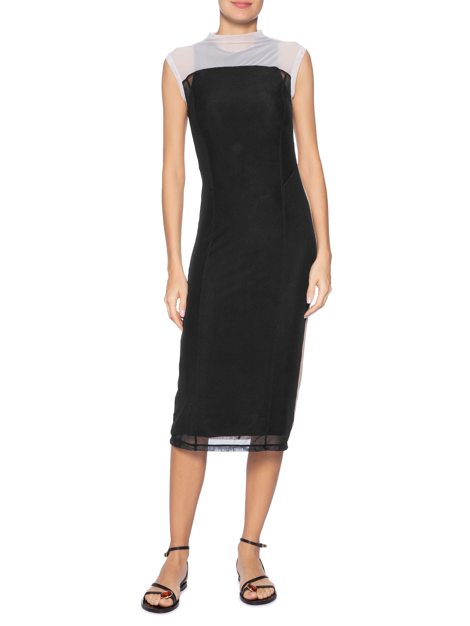 Vestido Tule Recortes Preto Osklen