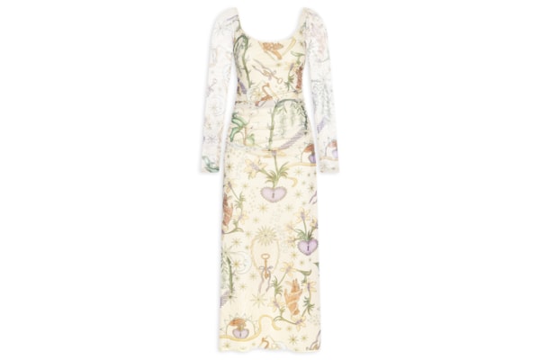 Vestido Tule Tropical Místico - Bege