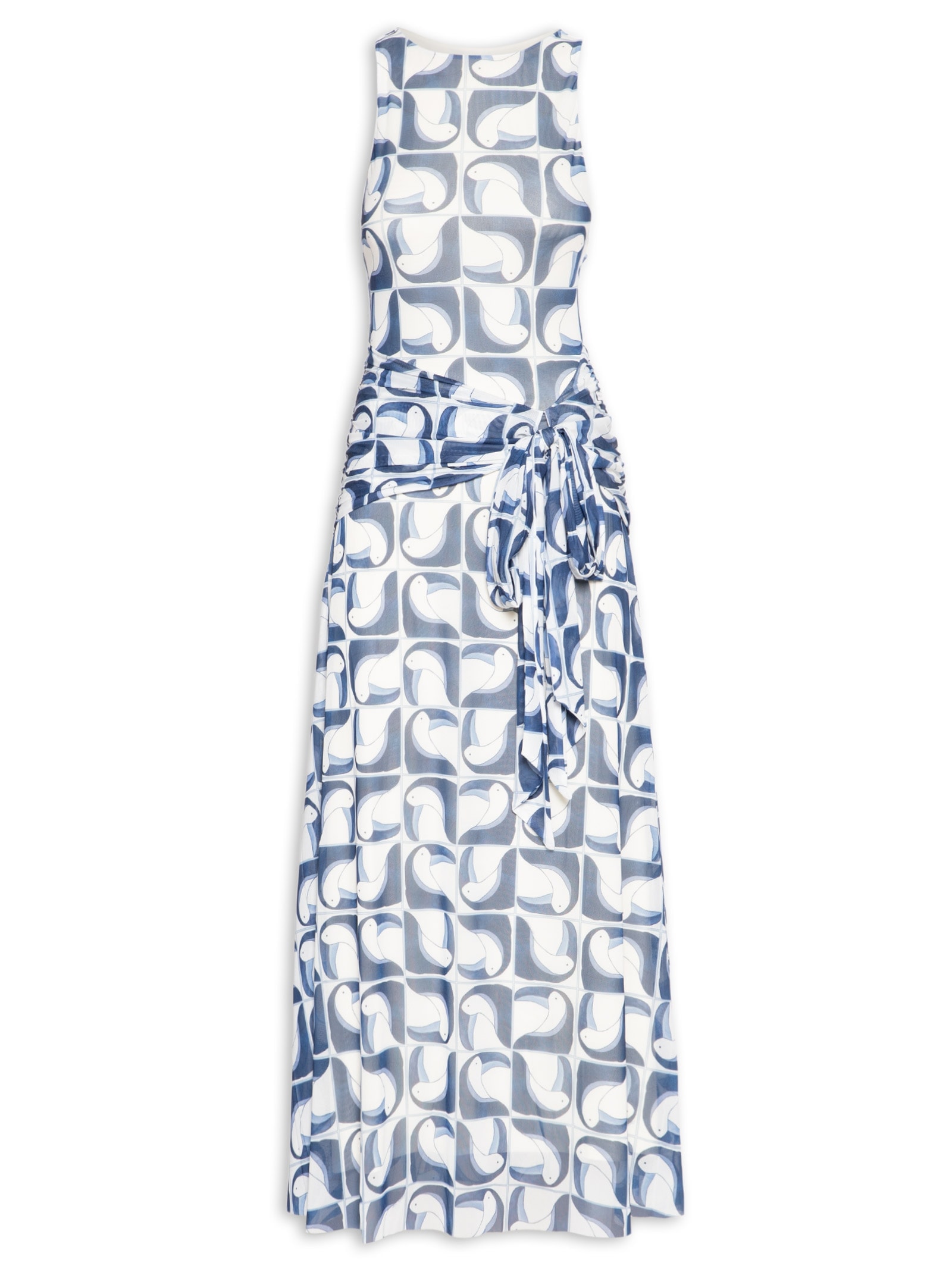 Vestido Tule Tuca Tropical Azul Farm