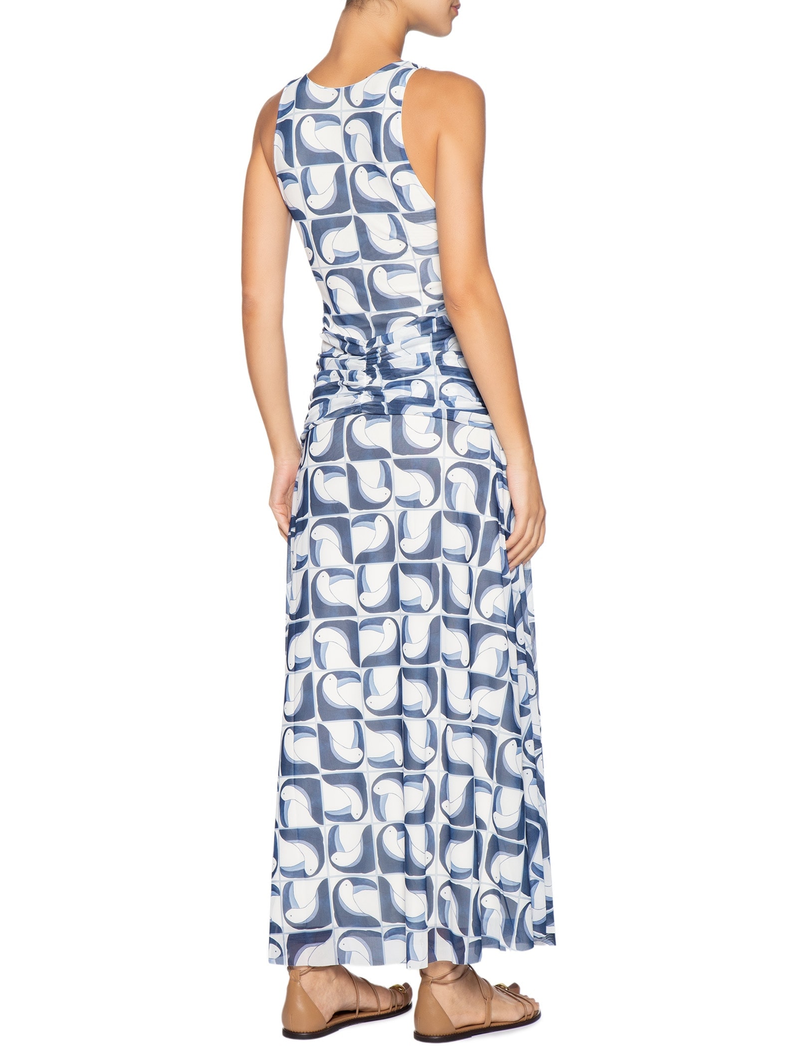 Vestido Tule Tuca Tropical Azul Farm