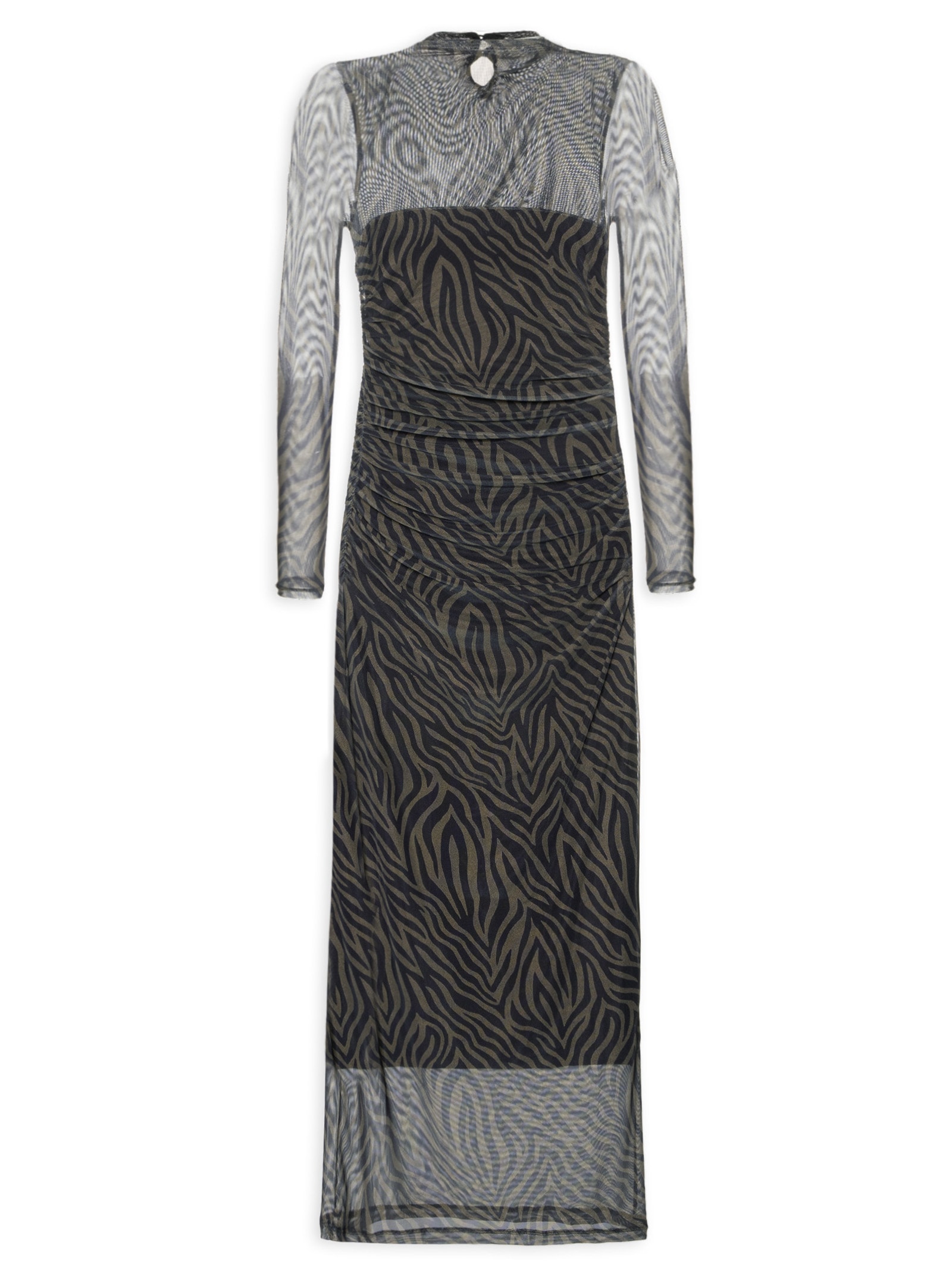 Vestido Tule Zebra Marrom Animale Jeans