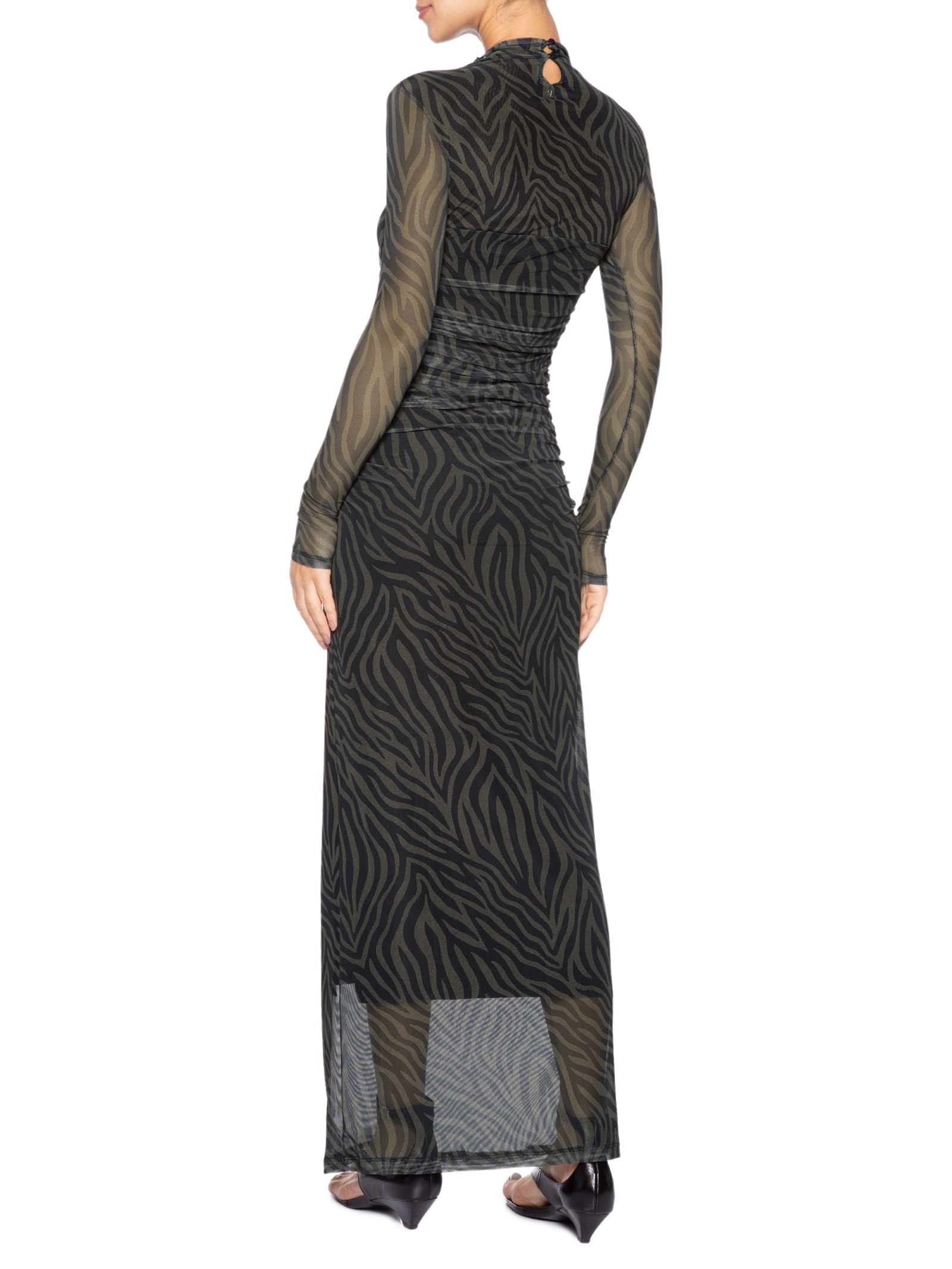 Vestido Tule Zebra Marrom Animale Jeans