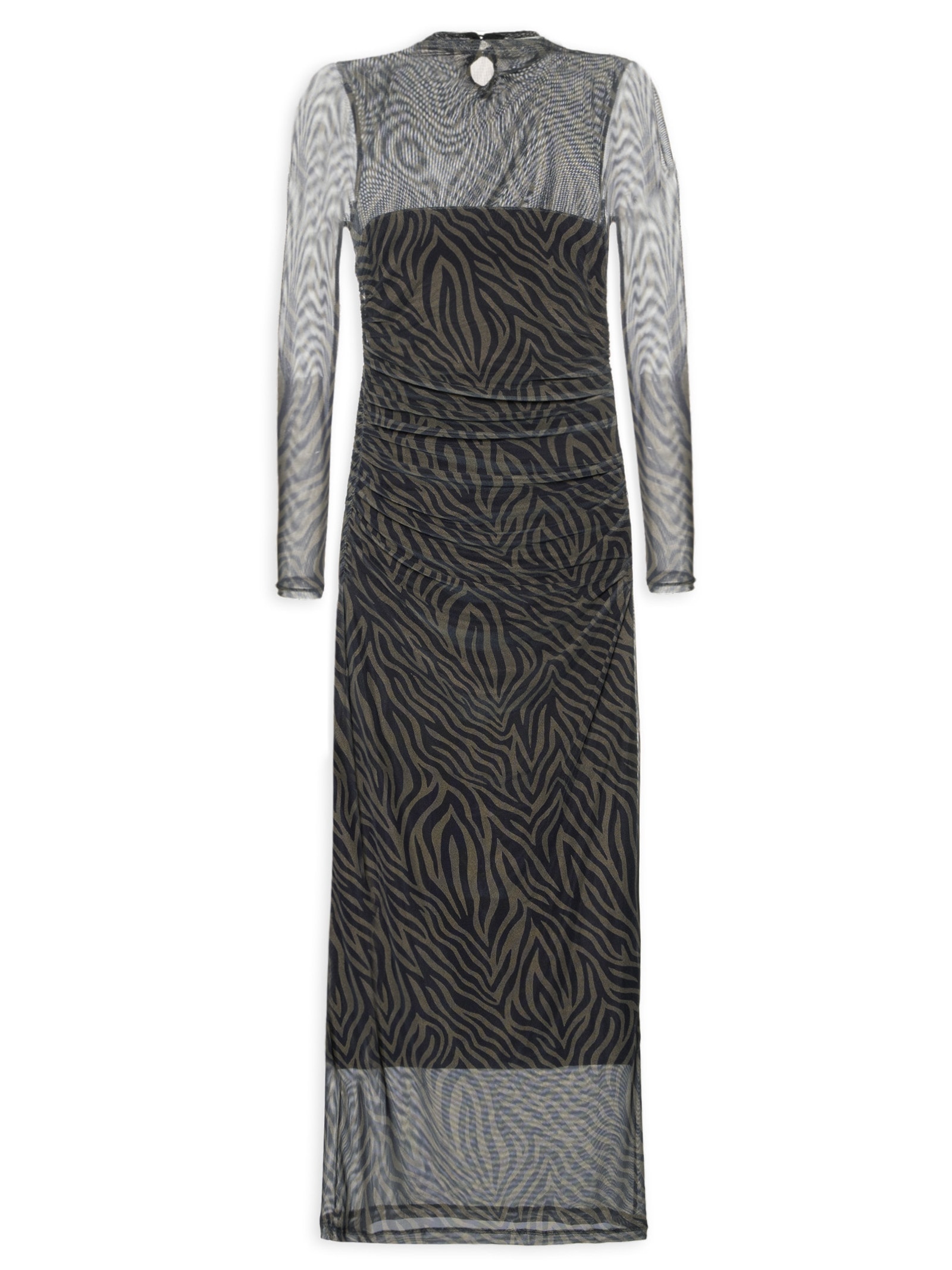 Vestido Tule Zebra Marrom Animale Jeans