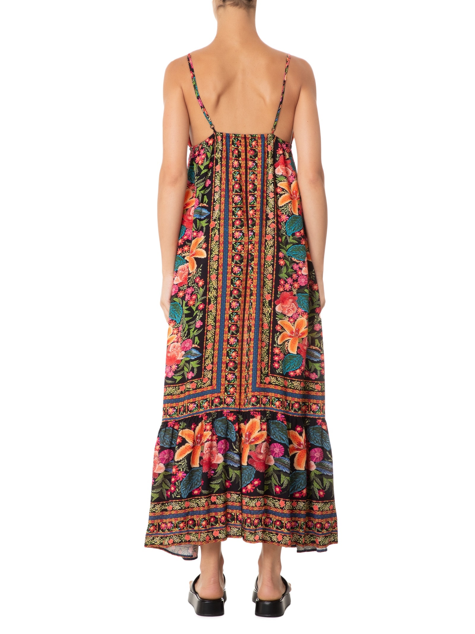 Vestido Túnica Bordadeira Preto Farm Praia