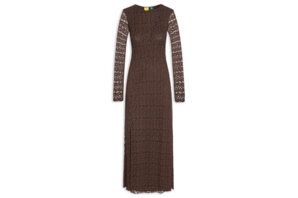Vestido Túnica Botões Renda - Marrom