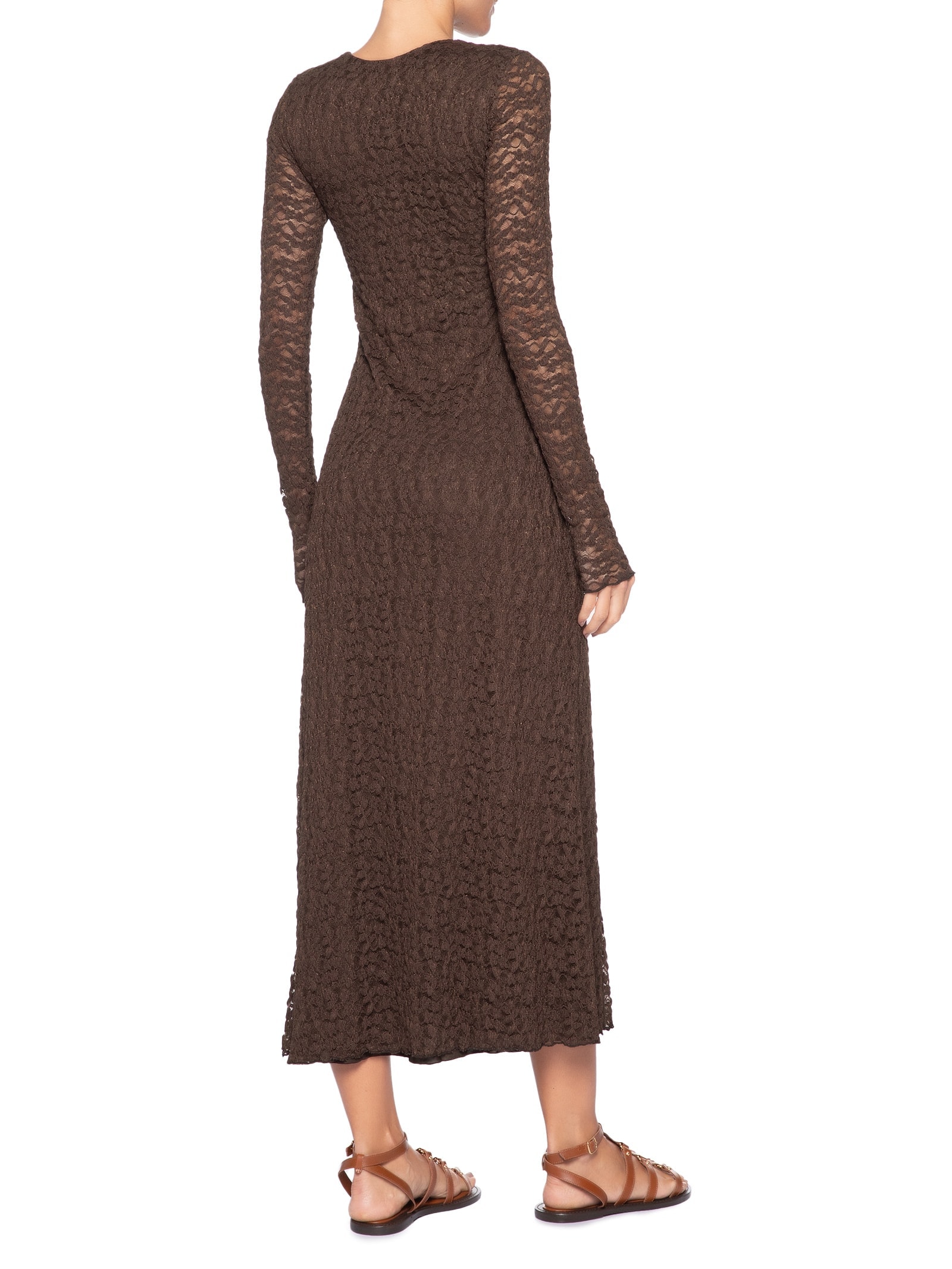 Vestido Túnica Botões Renda Marrom Farm